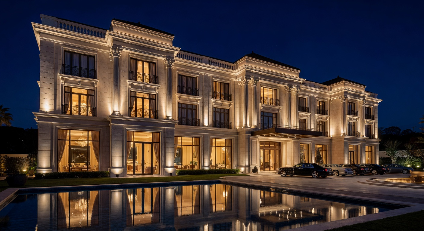 Luxury Hotel Exterior Night View